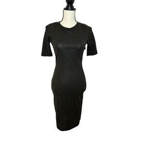 Haute Monde Women's M Dress Bodycon Black Gold Sparkle Dress Knee Length